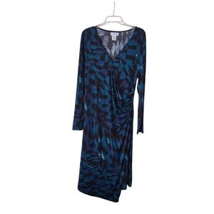 The Paragon XL Blue and Black Artsy Long Sleeve Dress XL